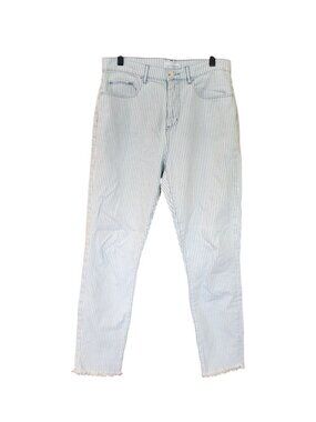LOFT high-waisted blue white striped skinny crop jeans Womens Size 6 / 28